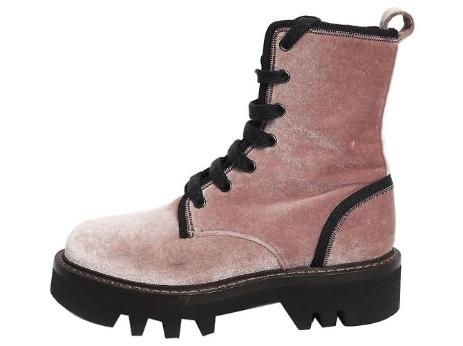 Brunello Cucinelli Botines de terciopelo rosa - talla EU 37 (UK 4)