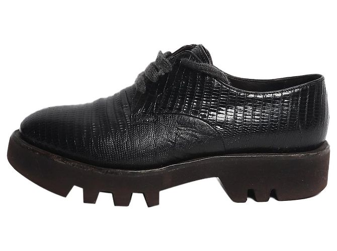 Brunello Cucinelli Zapatos Derby efecto reptil negros - size EU 37 (UK 4)