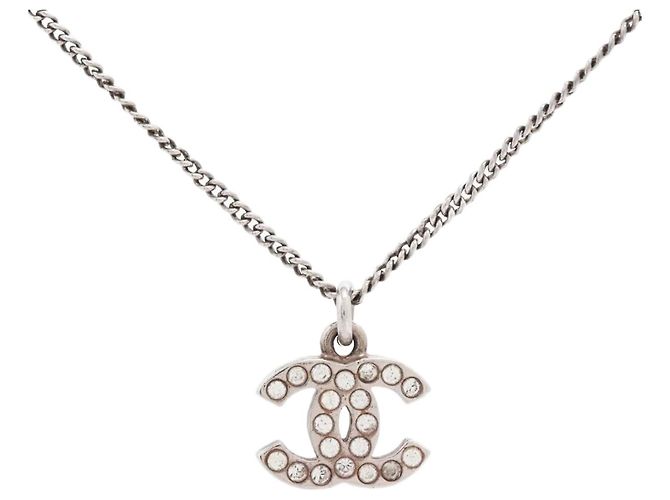 Chanel Collar de strass Silver Coco Mark 08V Plata