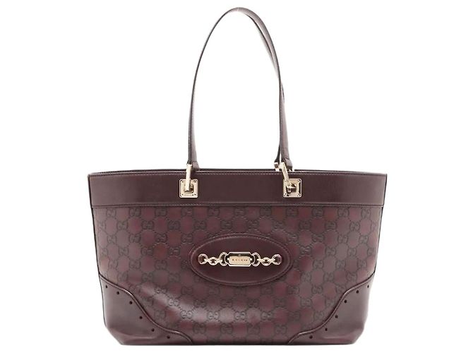Bolsa de ombro em couro Guccissima marrom
