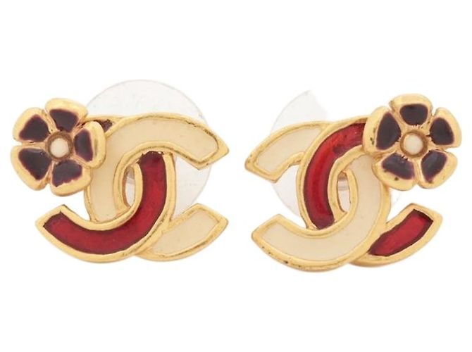 Chanel Gold Coco Mark Camelia 03P Ohrringe Golden