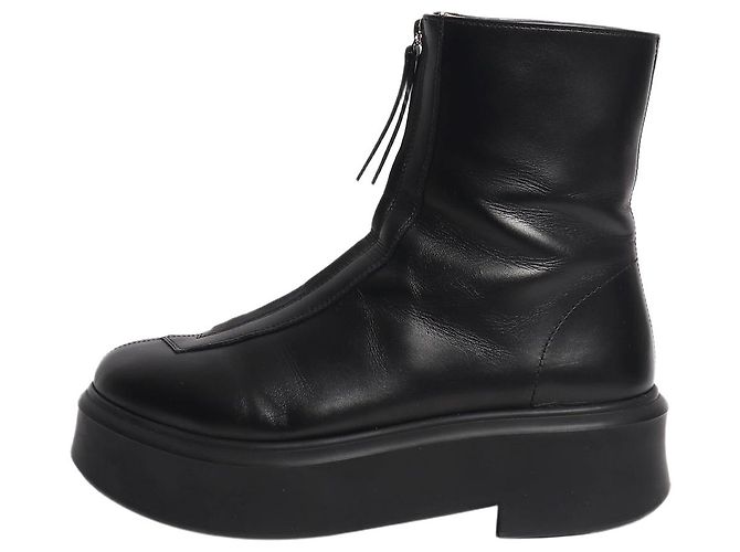 The row Black zip front leather boots - size EU 39 (UK 6)