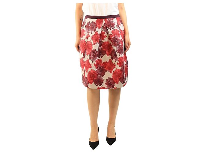 Weekend Max Mara Roter floraler Jacquard-Rock - size UK 14
