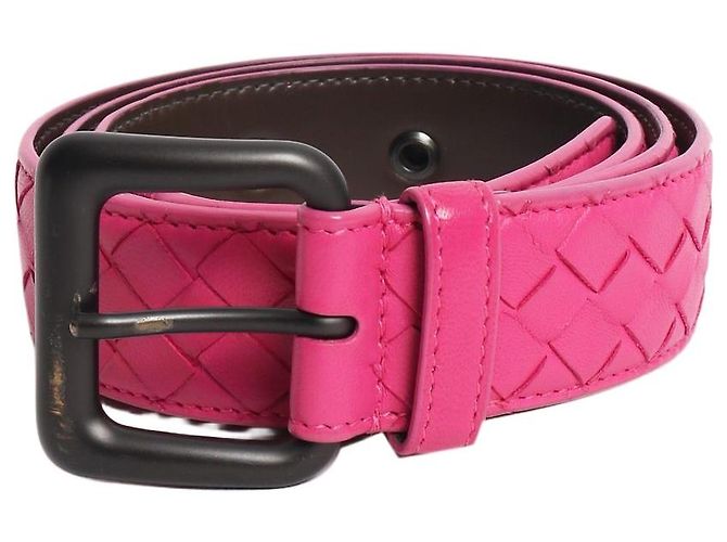 Bottega Veneta Cinto de couro Intrecciato rosa