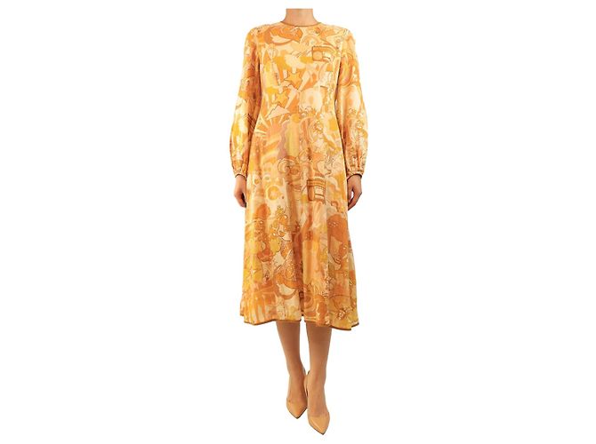 Zimmermann Vestido de linho com estampado de estrelas amarelas - size UK 12 Amarelo