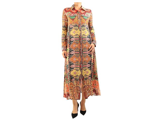 Etro Multicolour printed button down dress - size UK 10 Multiple colors