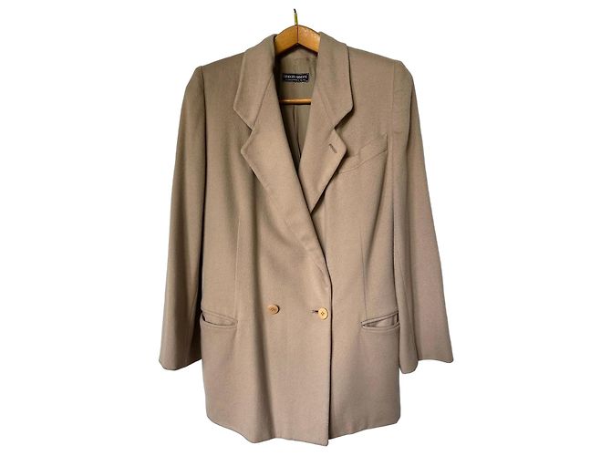 Giorgio Armani beige wool double-breasted jacket