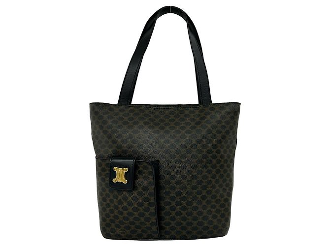 Céline Sac Tote Celine Macadam Blazon Triomphe Pattern Marron Noir