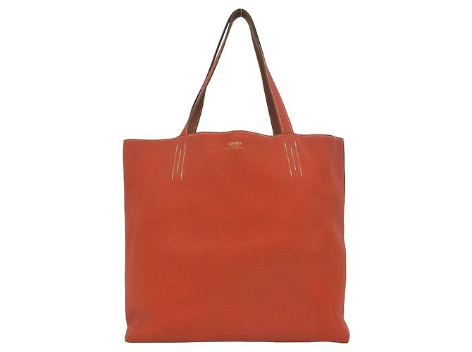 Hermès Saco Tote Hermes Double Sens 45 Marrom Laranja