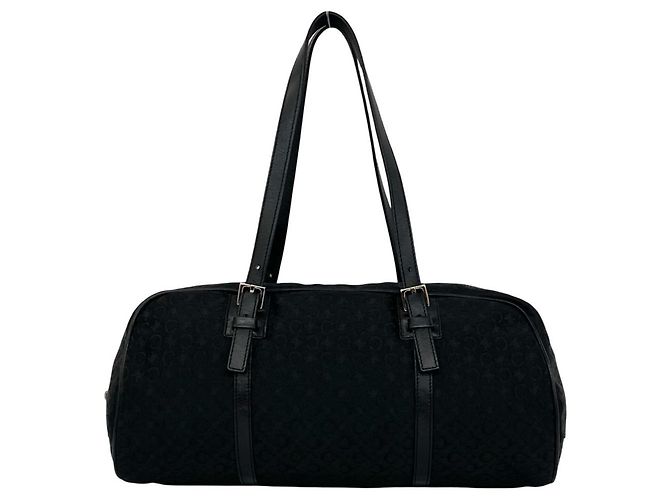 Triomphe Céline Borsa Celine C Macadam Blazon Canvas Leather Nero