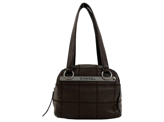 Bolsa Semi Shoulder Chanel Chocolate Bar Logo Marrom