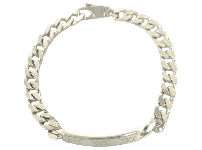 Gucci Silver 925 Cuban Link ID Bracelet Silvery