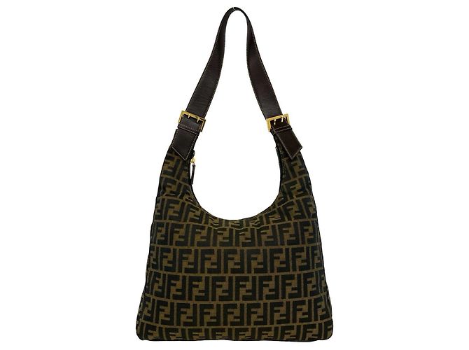 FENDI Vintage Zucca FF Pattern Handbag Brown