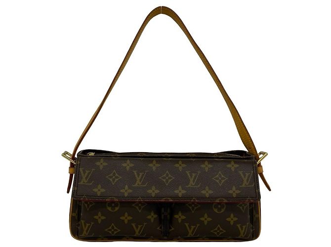 Bolsa de Ombro Louis Vuitton Vivacite MM Monogram em Couro Marrom