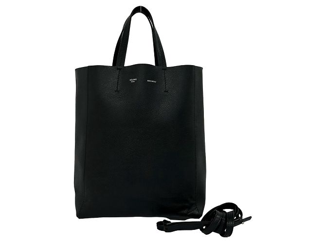 Céline CELINE Vertical Cabas Leder 2-way Schultertasche Schwarz