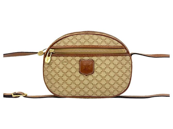 Céline Celine Vintage Macadam Blazon Triomphe Logo Mini Shoulder Bag Marron