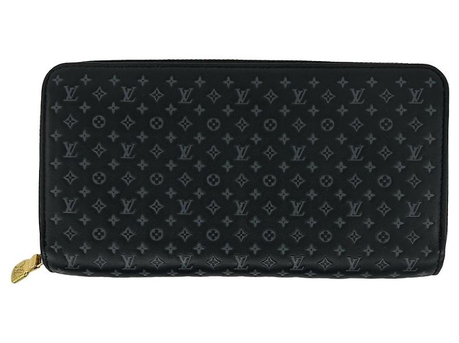 Louis Vuitton Zippy Wallet Nanogram Leather Black