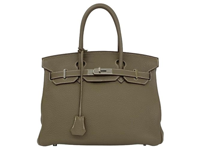Hermès Bolsa Hermes Birkin 30 em couro Taurillon Clemence Marrom