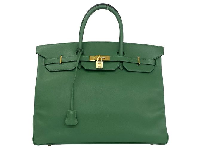 Hermès Sac à main Hermes Birkin 40 en cuir Courchevel Vert