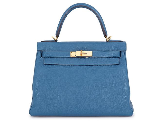 Hermès Borsa Hermes Kelly 28 Blu