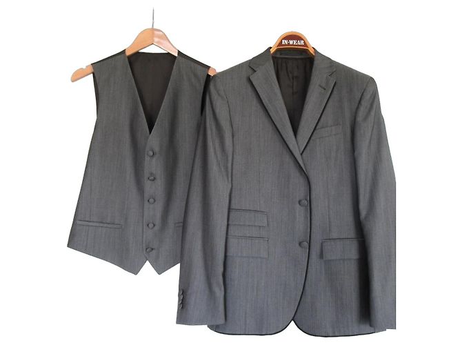 Corneliani Sakko und Weste Set aus Wolle & Seide Grau