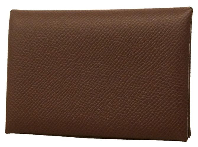 Hermès Hermes Calvi Duo Wallet/Coin Case Brown