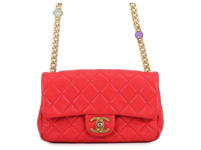Bolso de hombro Mini Matelassé con cadena Chanel Roja