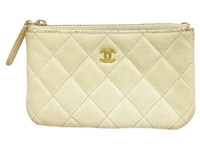 Monedero Chanel Matelassé de piel caviar Blanco