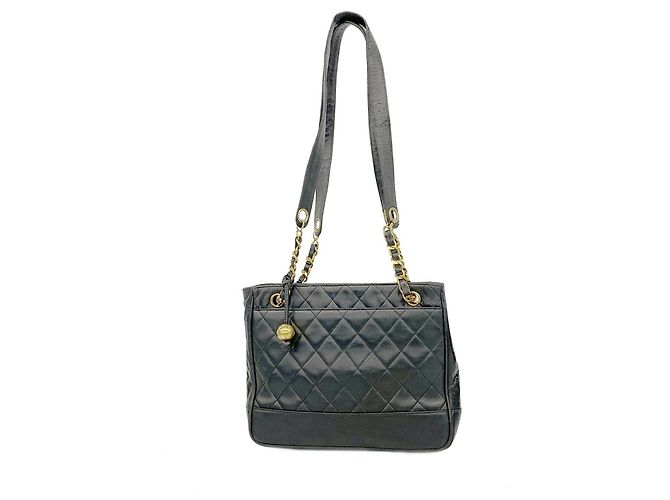 Chanel Matelassé Lammleder Chain Tote Bag Schwarz