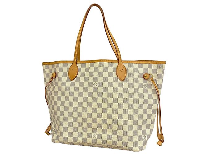 Louis Vuitton Damier Azur Neverfull MM Tote Bag Weiß