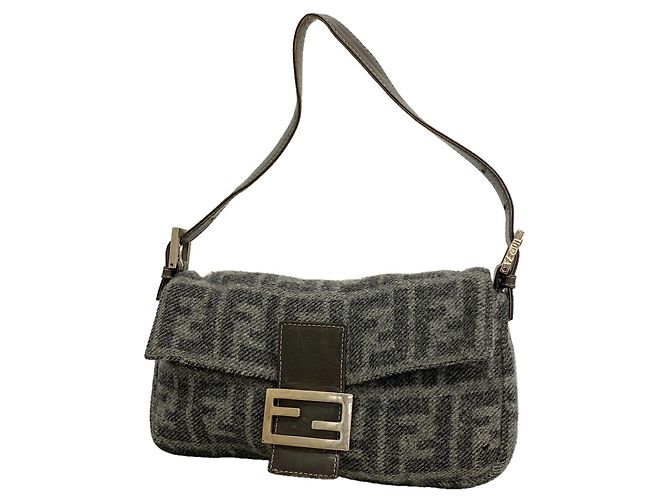 Borsa a secchiello Fendi Zucca Mamma in lana Marrone
