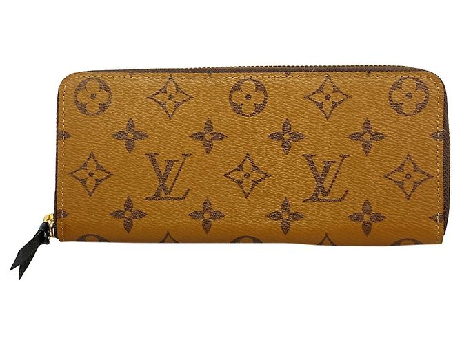 Louis Vuitton Monogram Reverse Portefeuille Clemence Long Wallet Marrom