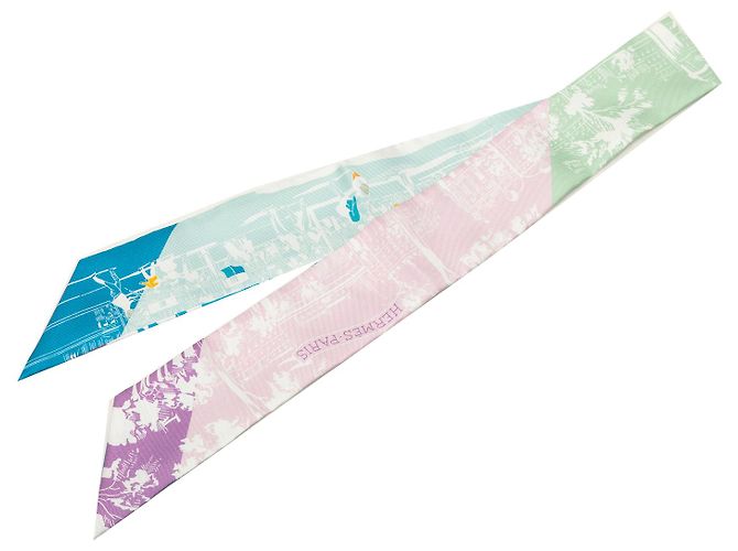 Twilly in seta Hermès Multi A L Ombre des Boulevards Multicolore