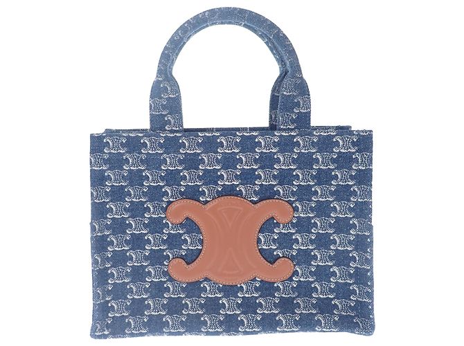 Céline Celine Blue Small Denim Triomphe Cabas Thais Tote Blau