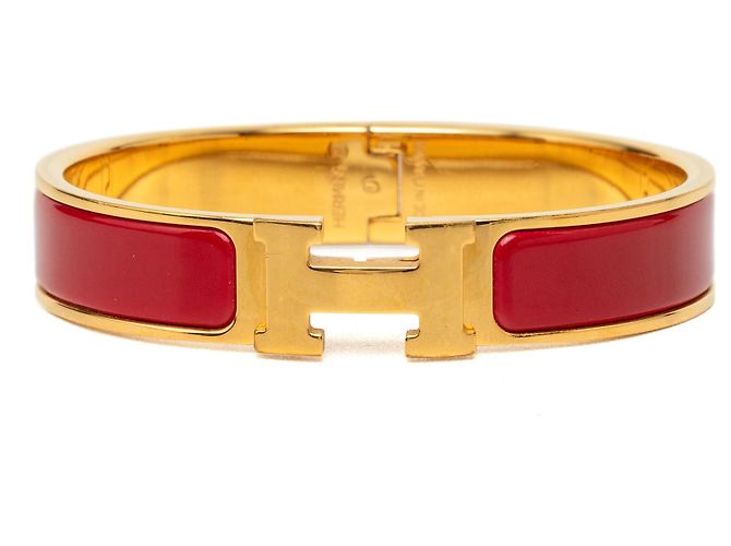 Pulsera Hermès Clic H PM estrecha de esmalte rojo Roja