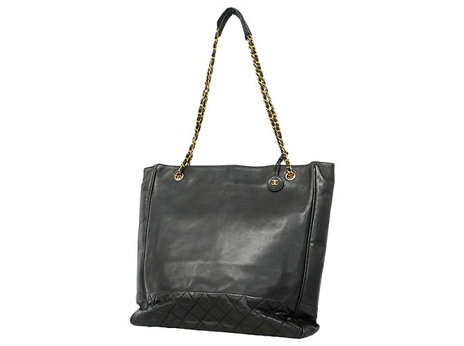 Chanel Matelassé Lammleder Chain Tote Bag Schwarz