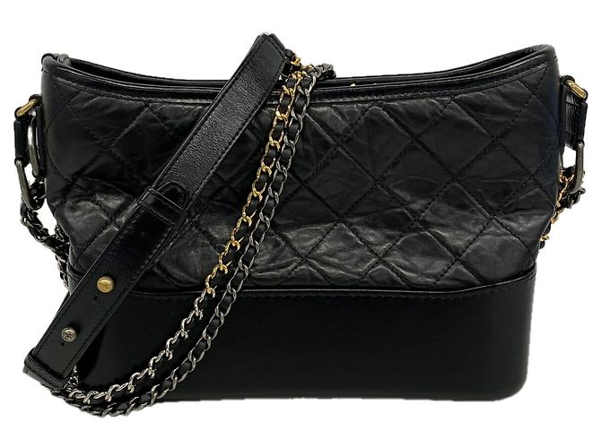 Borsa a tracolla Gabrielle in pelle nera Chanel Nero