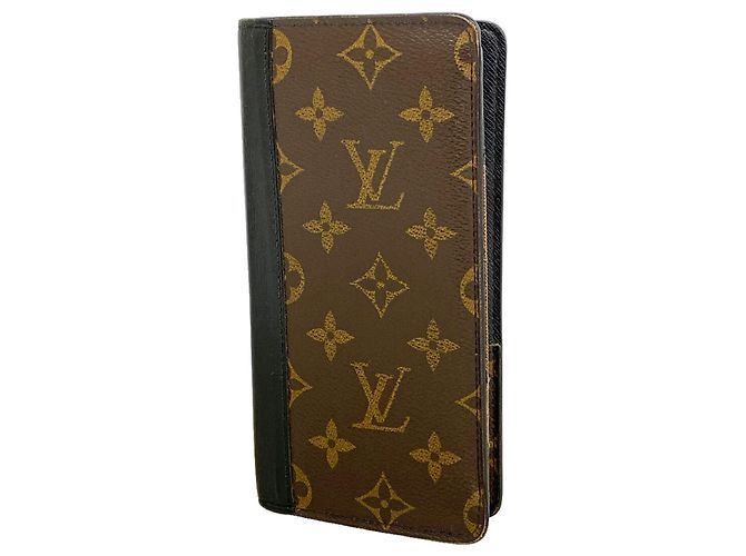 Louis Vuitton Monogram Macassar Long Wallet Brown Black