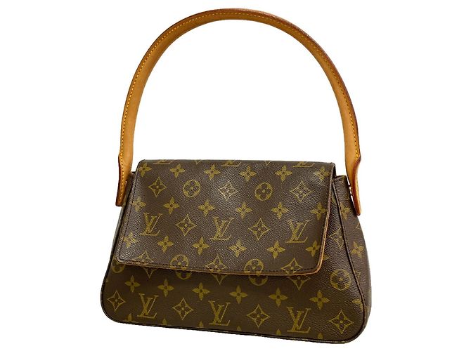 Borsa a tracolla Louis Vuitton Monogram Mini Looping Marrone