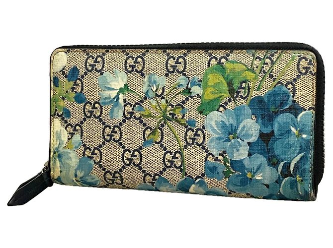 Portafoglio lungo Gucci GG Blooms Blue