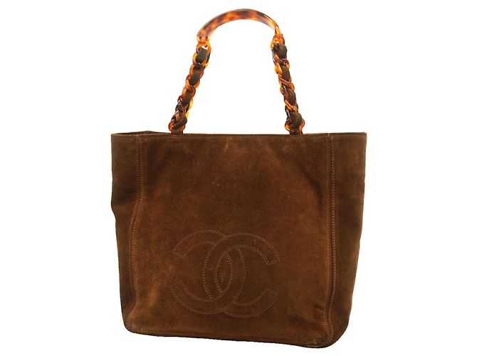 Sac Tote Chanel en daim marron