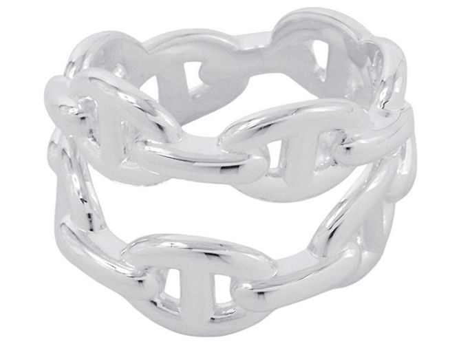 Hermès Hermes Double Row Silver Ring Silber