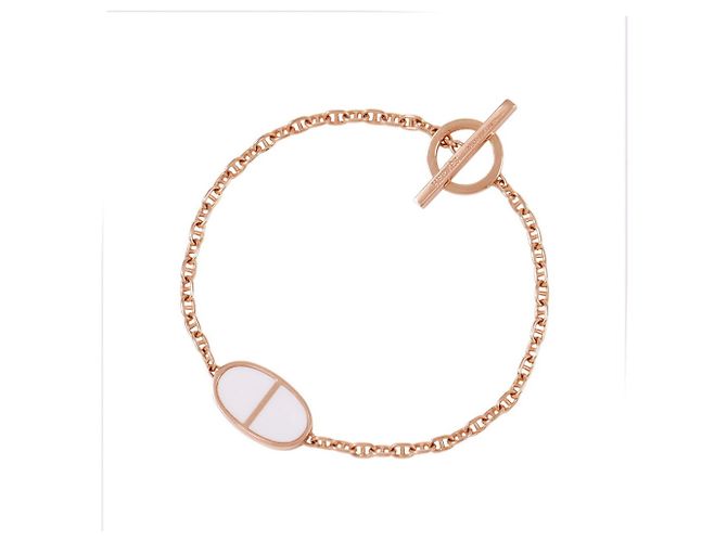Hermès Bracciale Hermes Chaine d'Ancre Verso Rosa Bianco