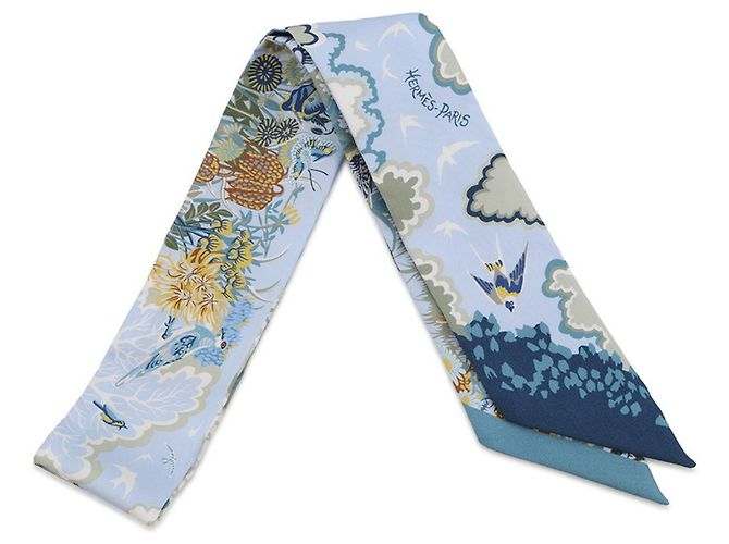 Hermès Pañuelo Twilly Hermes Rewilding Nature Azul Verde