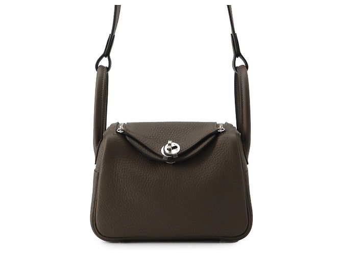 Hermès Bolsa Hermes Lindy Mini Vert Roden Marrom