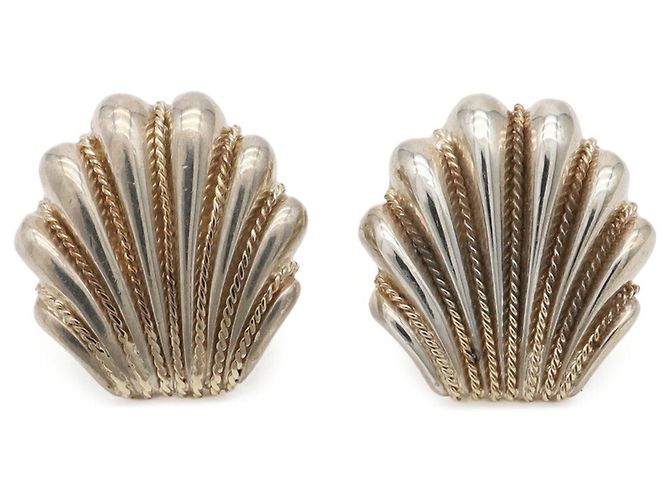 Autre Marque Orecchini a lobo Tiffany Shell Motif Argento D'oro