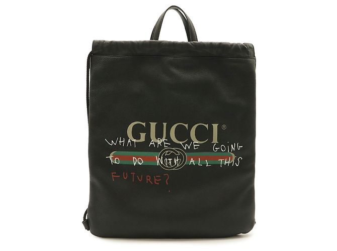 Gucci Coco Capitan Drawstring Backpack Black Red Green