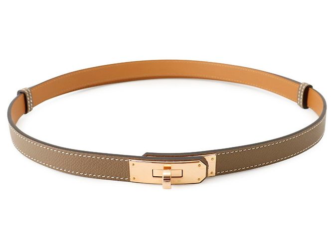 Hermès Cinto Hermes Kelly em Etoupe Pink Marrom Bege