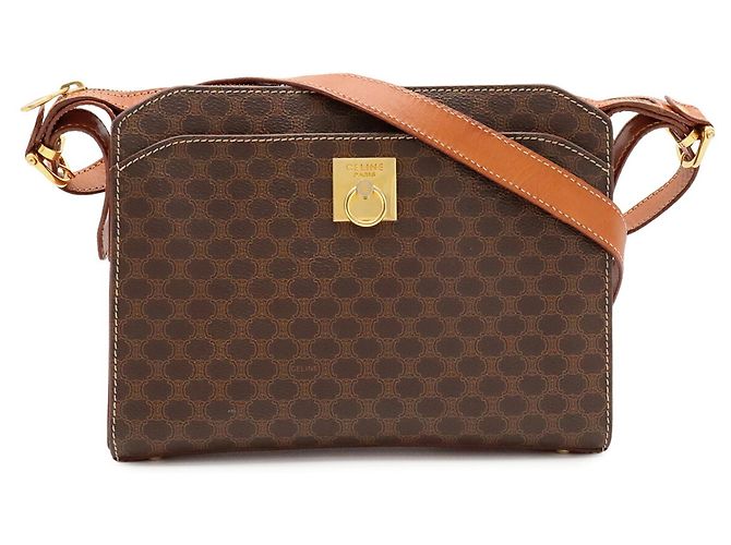 Céline Bolsa de Ombro Celine Macadam Marrom Castanho escuro