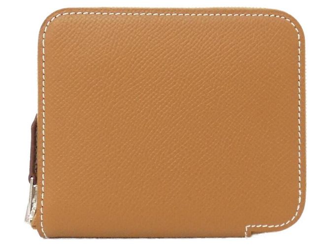 Hermès Carteira compacta de seda Hermes Toolbox Marrom